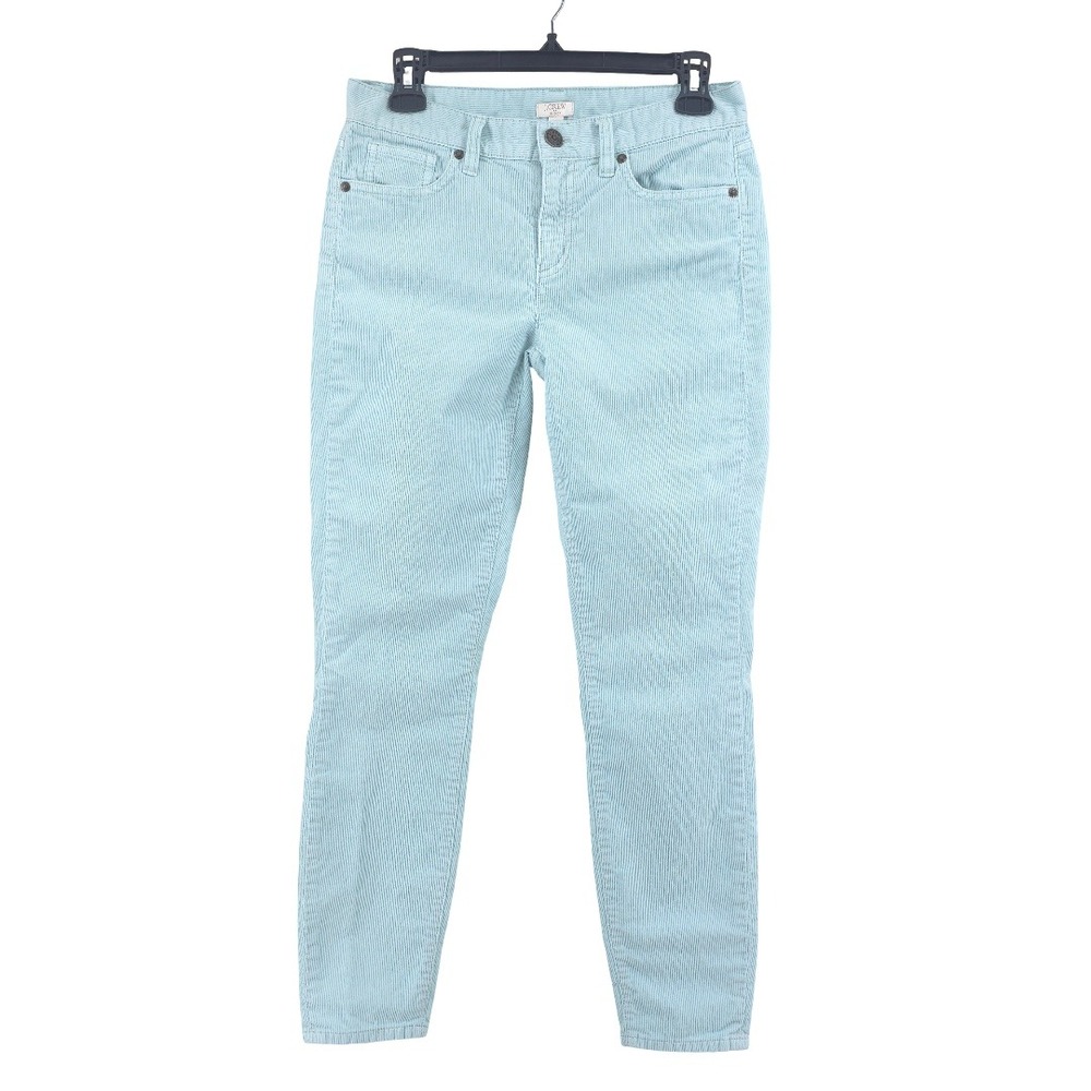 J. Crew Corduroy Skinny Mid Rise Stretch Mint Green Cotton Pants Womens 26 - Picture 1 of 8